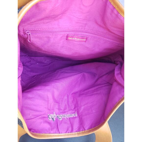 BBW Dark Denim Blue Jean Fabric w. Leather Straps Over The Shoulder Hobo Purse - Picture 2 of 6